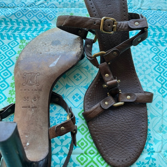 Celine Dark Brown Leather Sandals - Picture 3 of 4